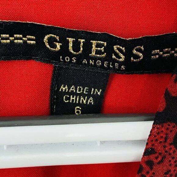 Guess Womens 6 Red Mauve Gold Floral Long Sleeve Lined Wrap Silhouette Dress - Picture 5 of 7